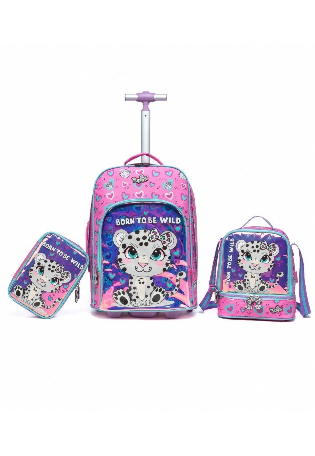 Infantil - Mochila Yupe De Rodinhas Lancheira Estojo Resistente Espaçoso
