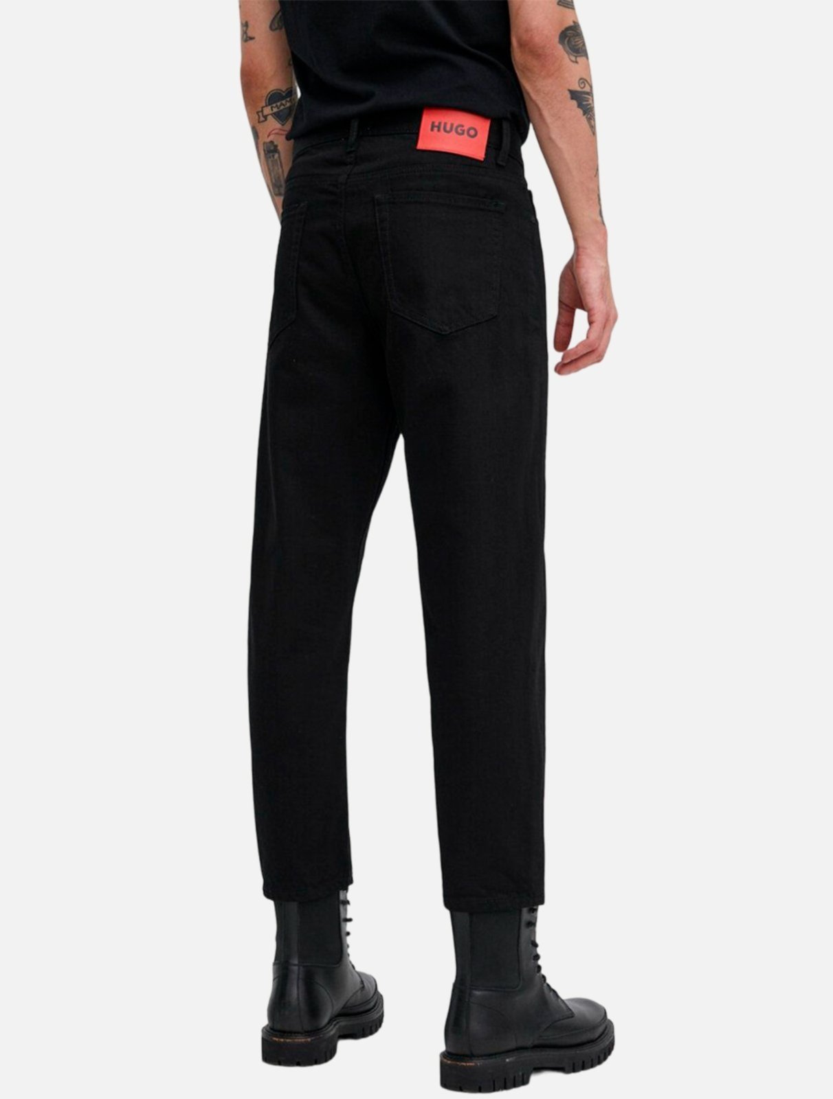 Vista 3 Calça Hugo Boss 340 Jeans Loose Tapered Preta preto Hugo Boss preto