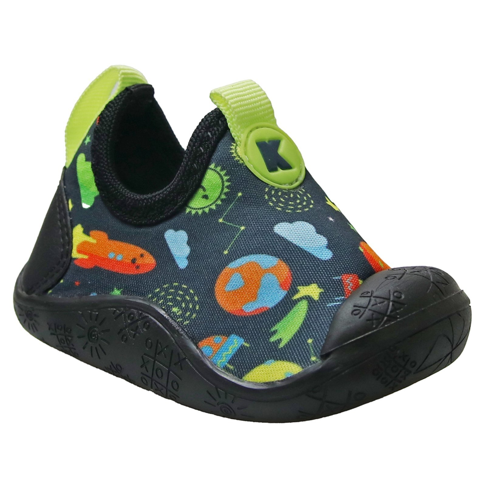 Infantil – Tênis Meia Baby Menino Sola Antiderrapante Estiloso Macio 16 ao 23 Preto