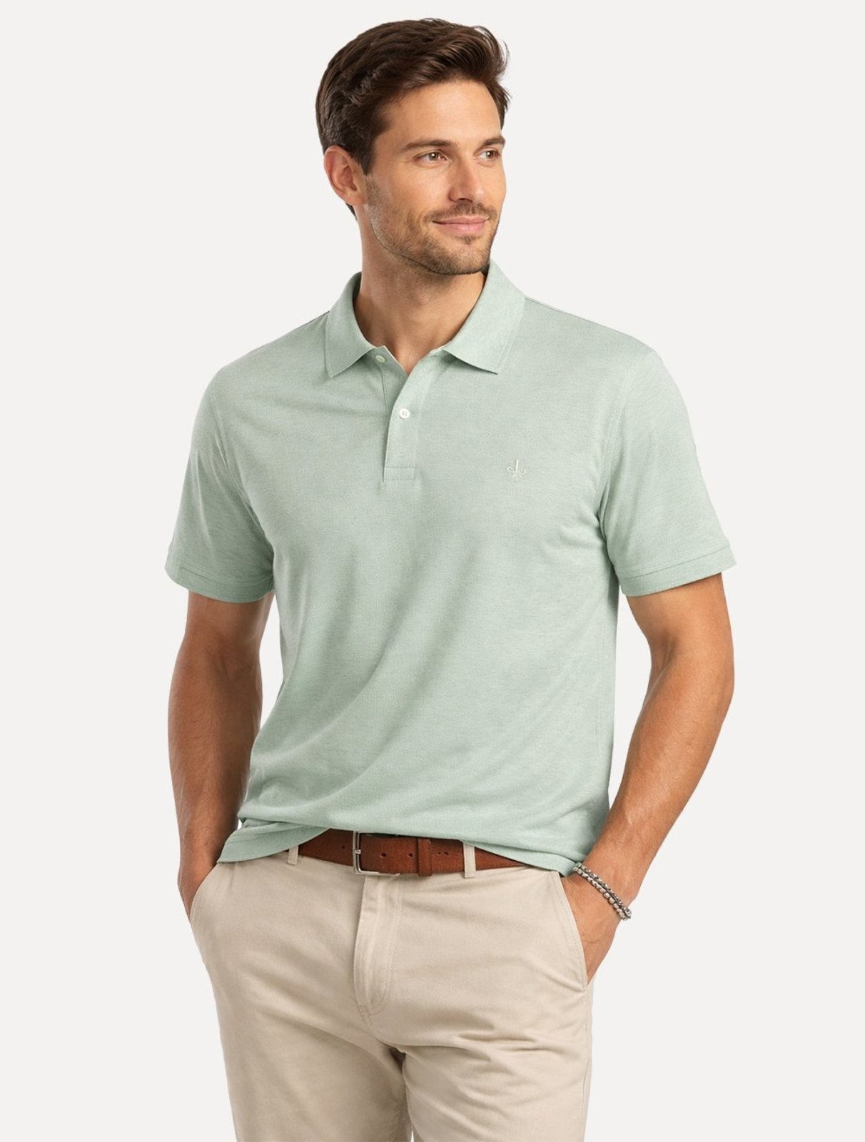 Polo Dudalina Masculina Malha Cotton Linho Verde Médio
