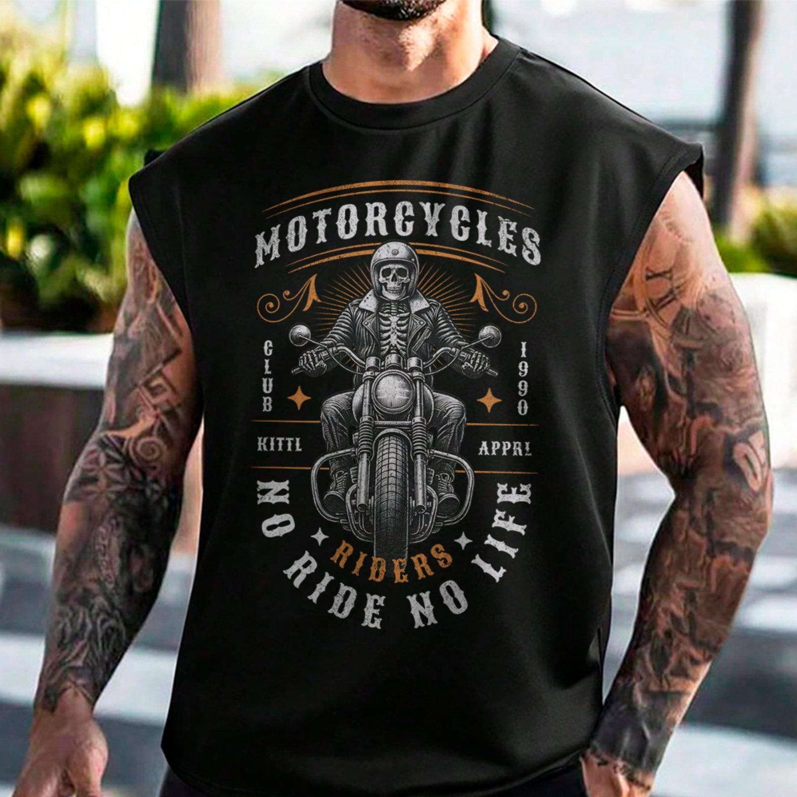 Camiseta Regata Machão Skull Motorcycle Riders Club Preto