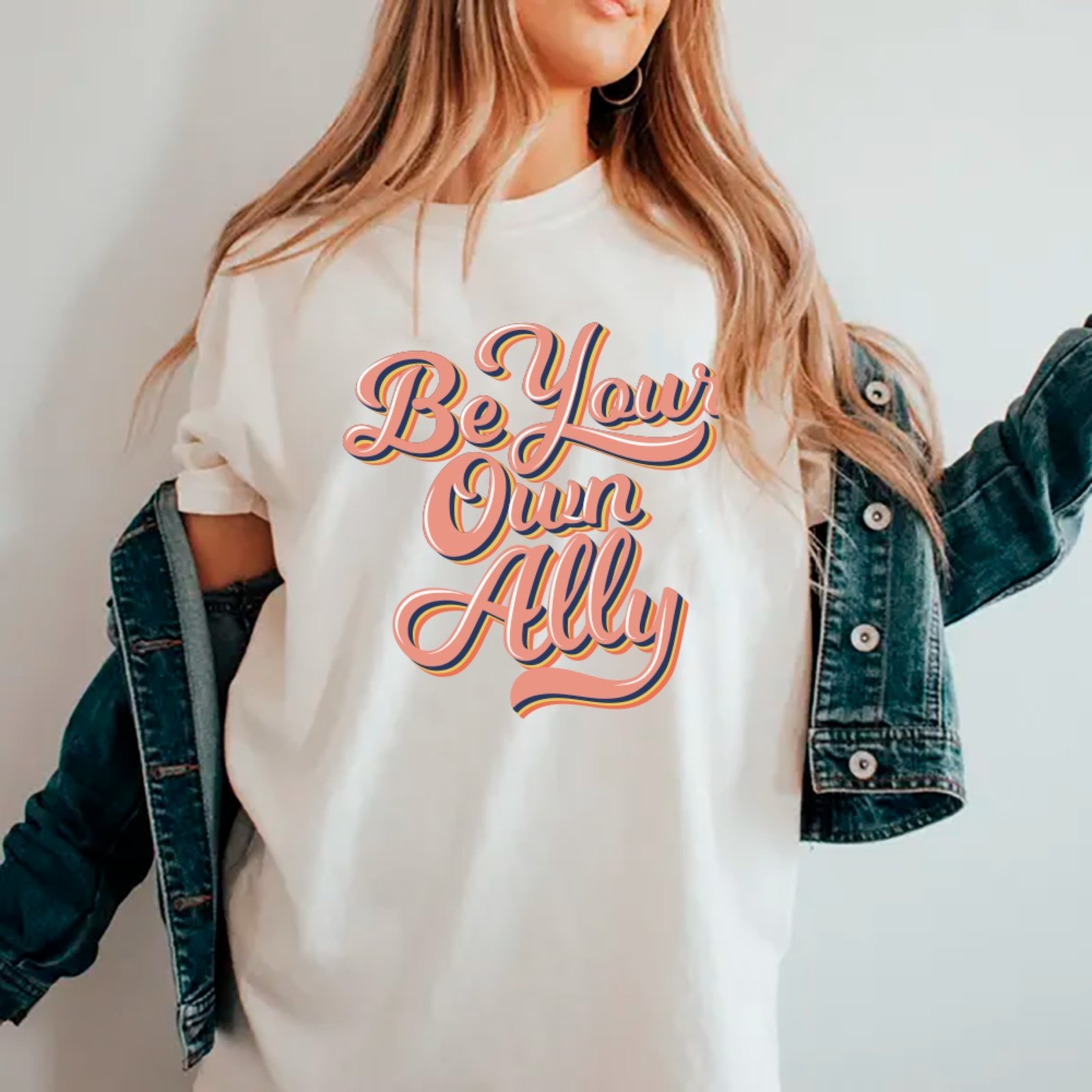 Camiseta Ousy Be Your Own Ally Oversized Feminina Branco