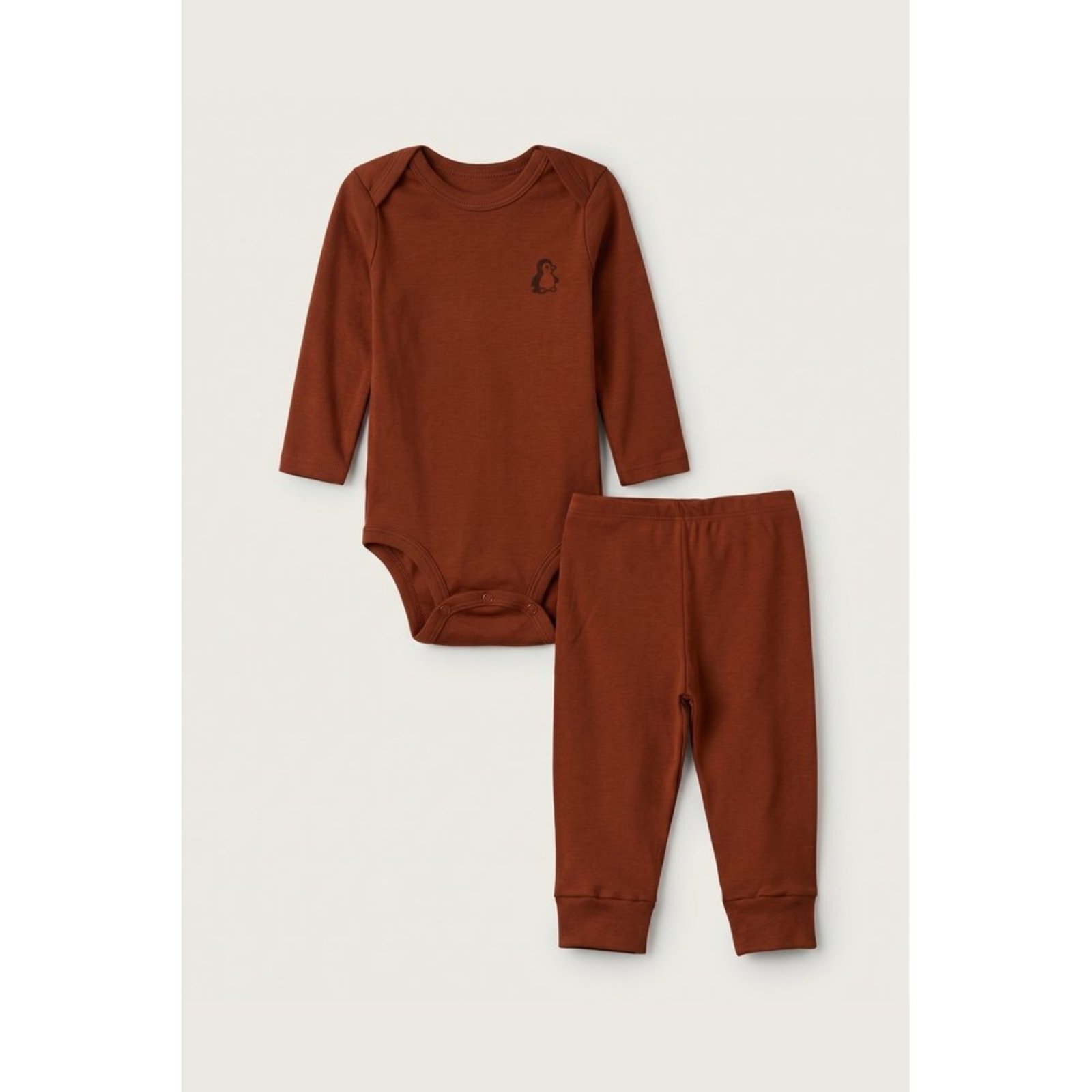 Infantil - Conjunto Body Longo e Calça do Papai Ferrugem Logo