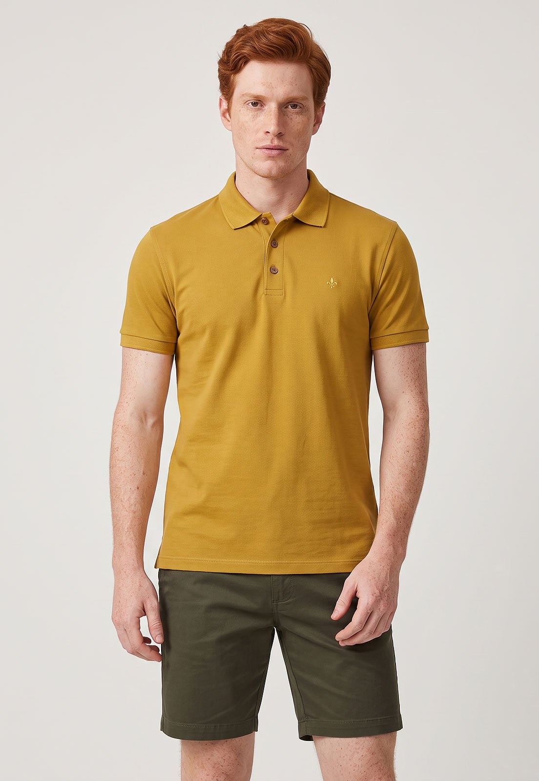 Camiseta Polo Masculina Dudalina Logo Amarela