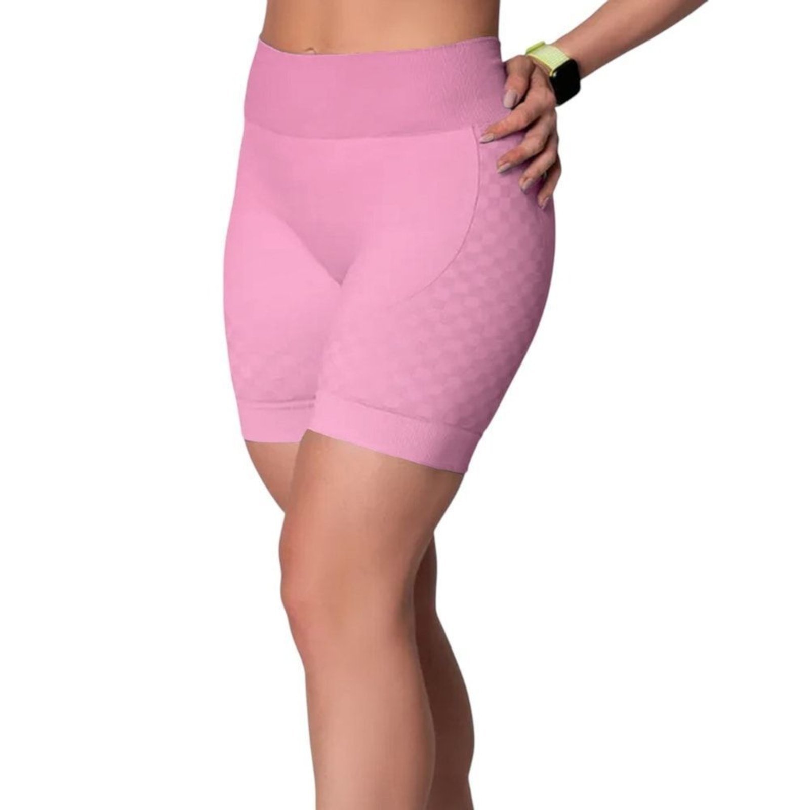 Short Selene Sem Costura Quadriculado Feminino – Rosa – selene