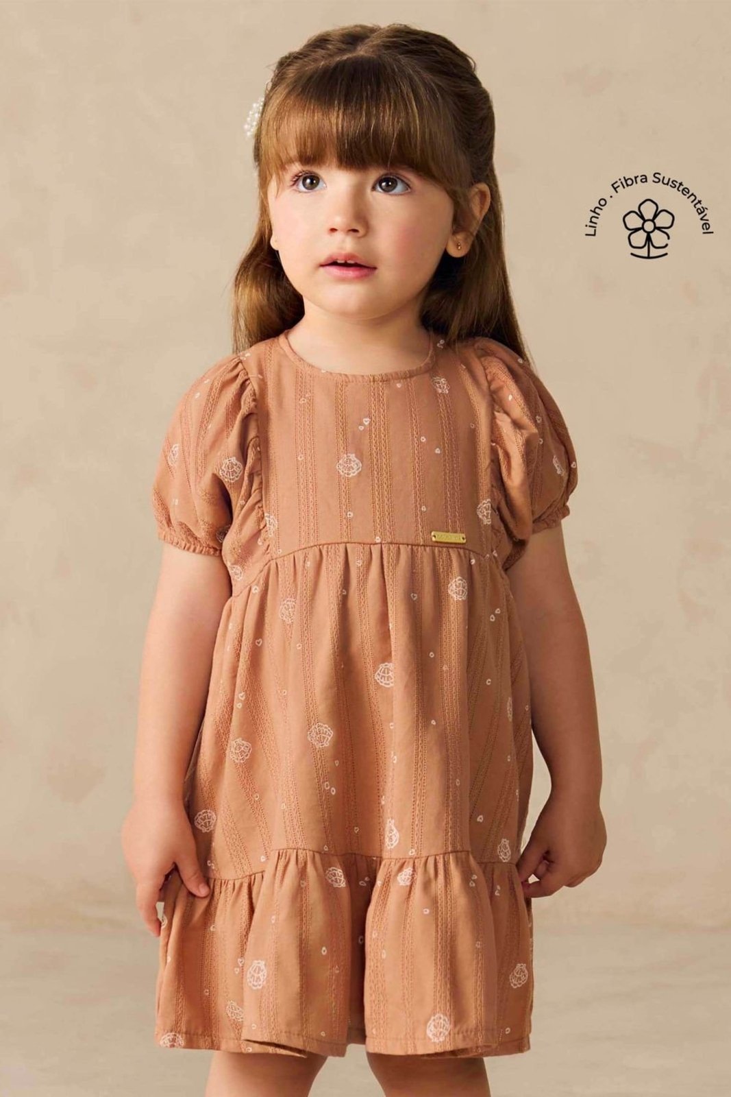 Infantil - Vestido Curto Menina Conchas Colorittá Marrom