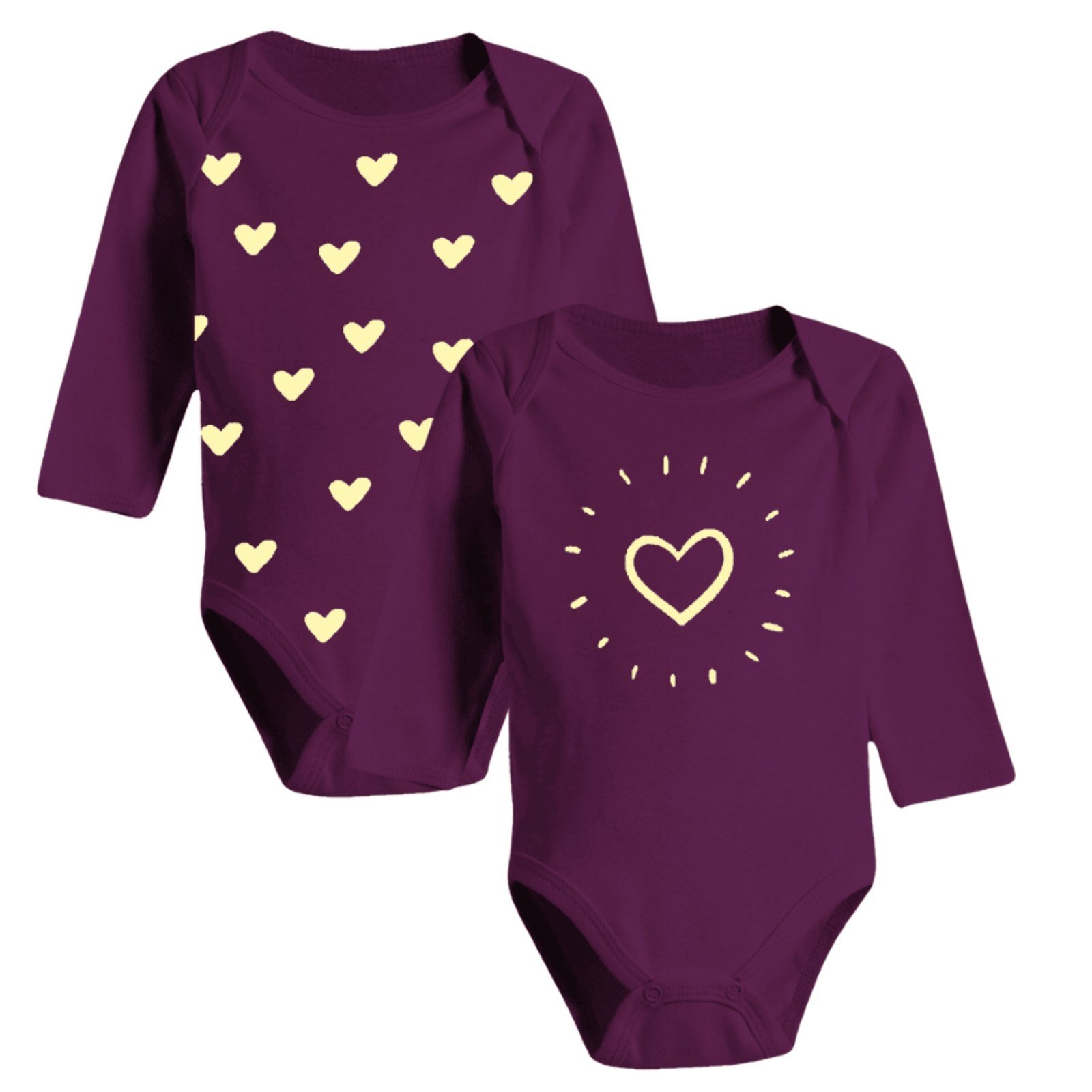 Infantil - Kit Body Manga Longa Cores Reativas 2 Peças Tecido Algodão Vinho