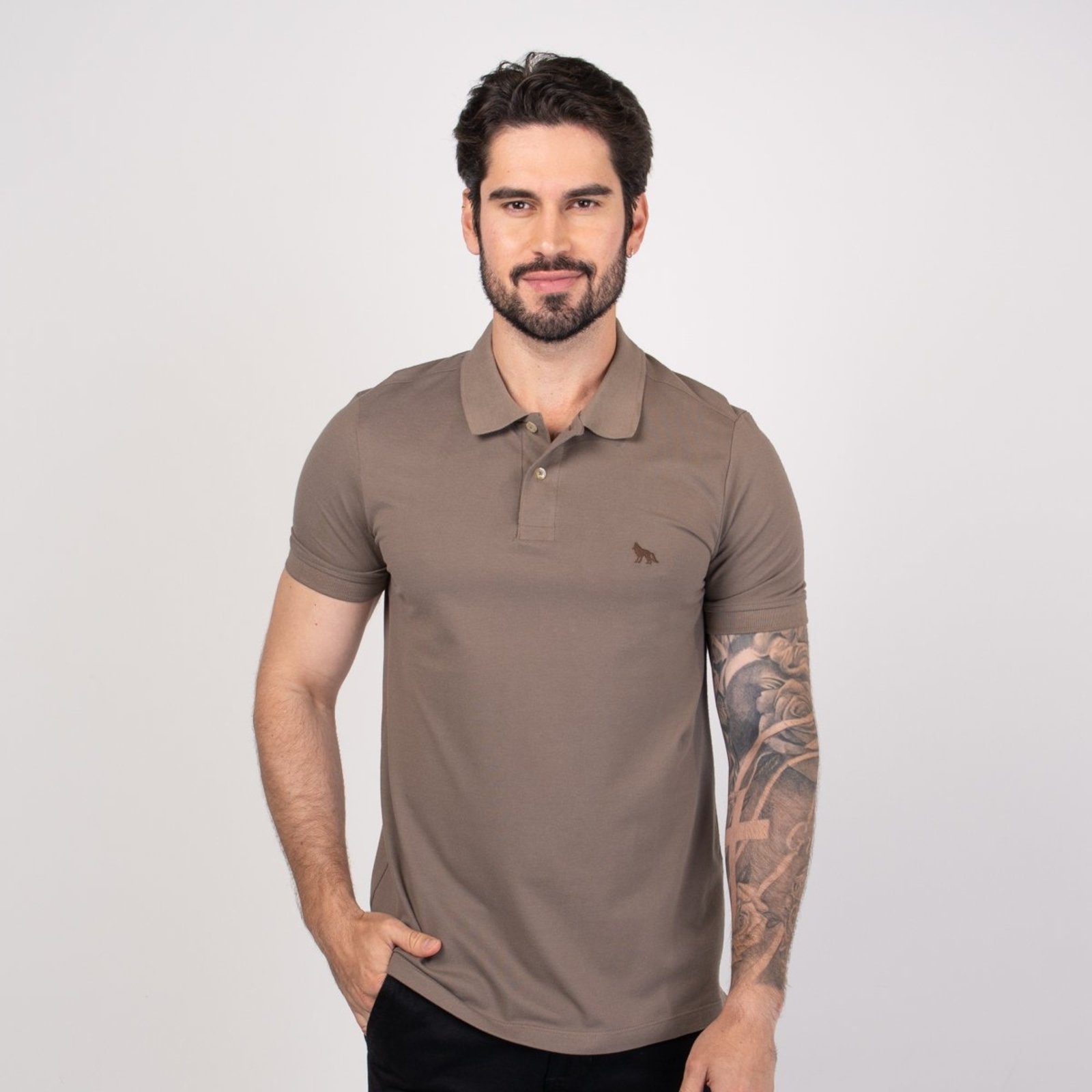 Camisa Polo Acostamento Wolf Marrom