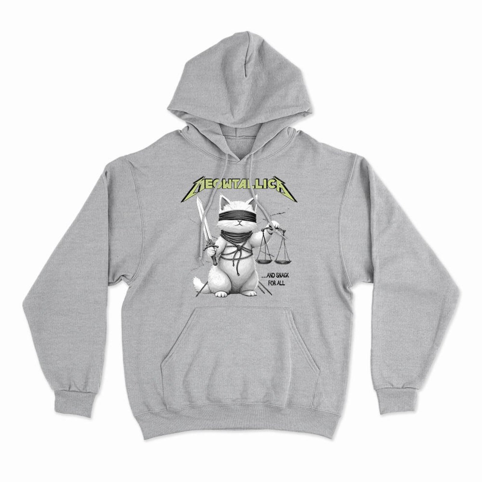 Moletom Com Capuz Meowtallica - Mescla Cinza - Casual - Studio Geek