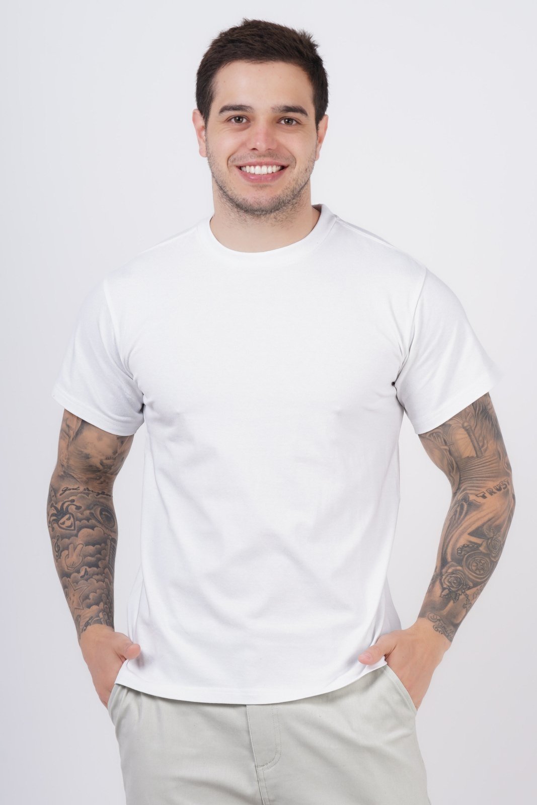 Vista 3 Camiseta SH Fashion Masculino Branca Confortável Para Dia a Dia branco SH FASHION branco