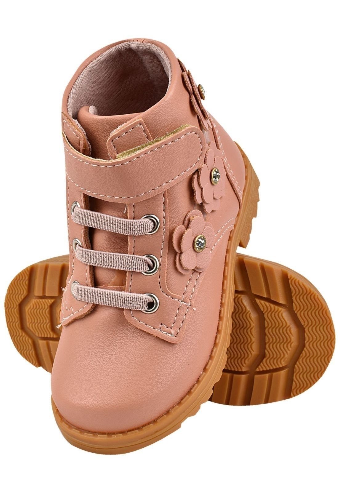 Infantil – Bota Coturno Lulopé Baby Menina Elástico Flores Feminina