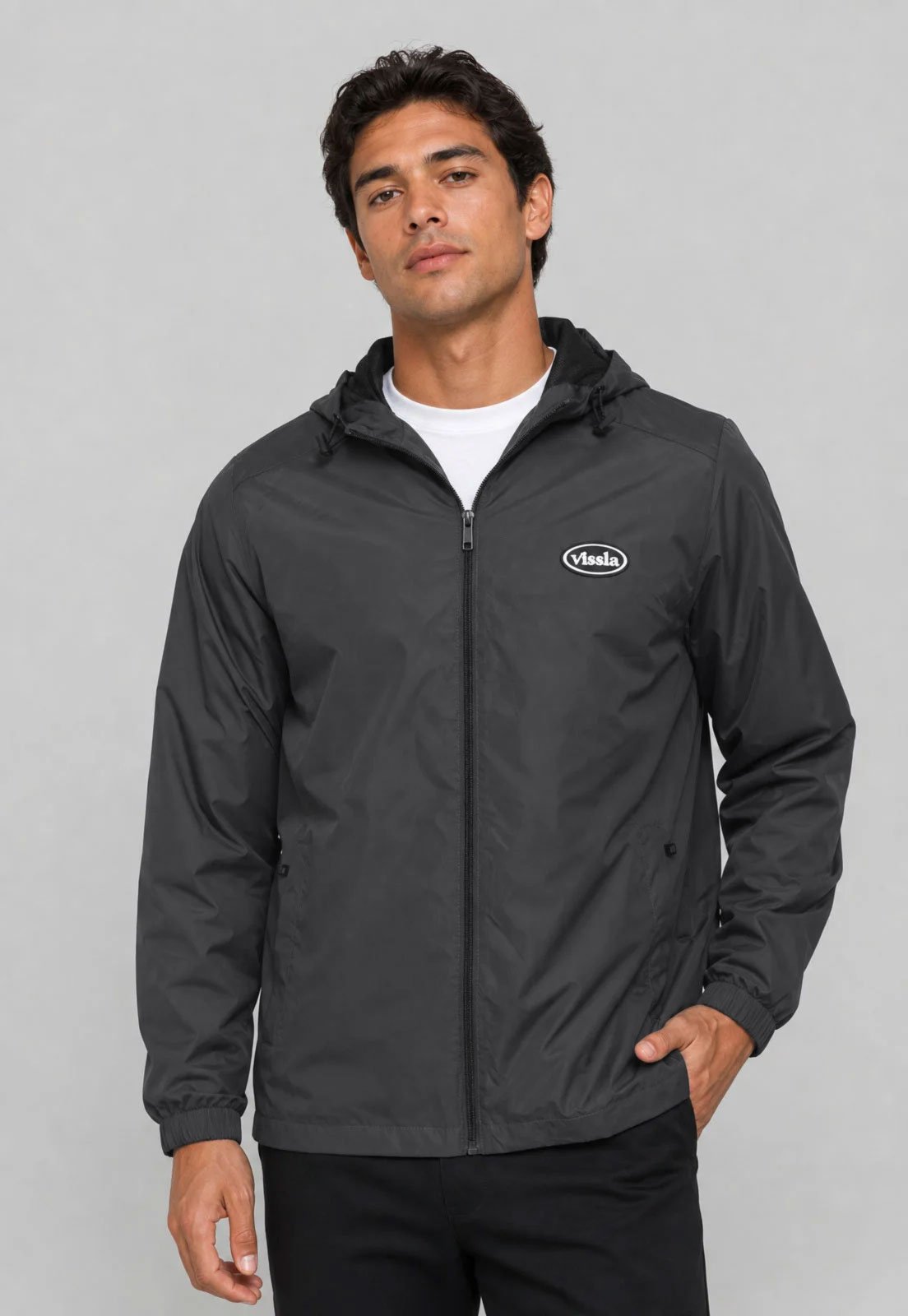 Jaqueta Corta Vento Masculina Vissla Camper Imp Preta