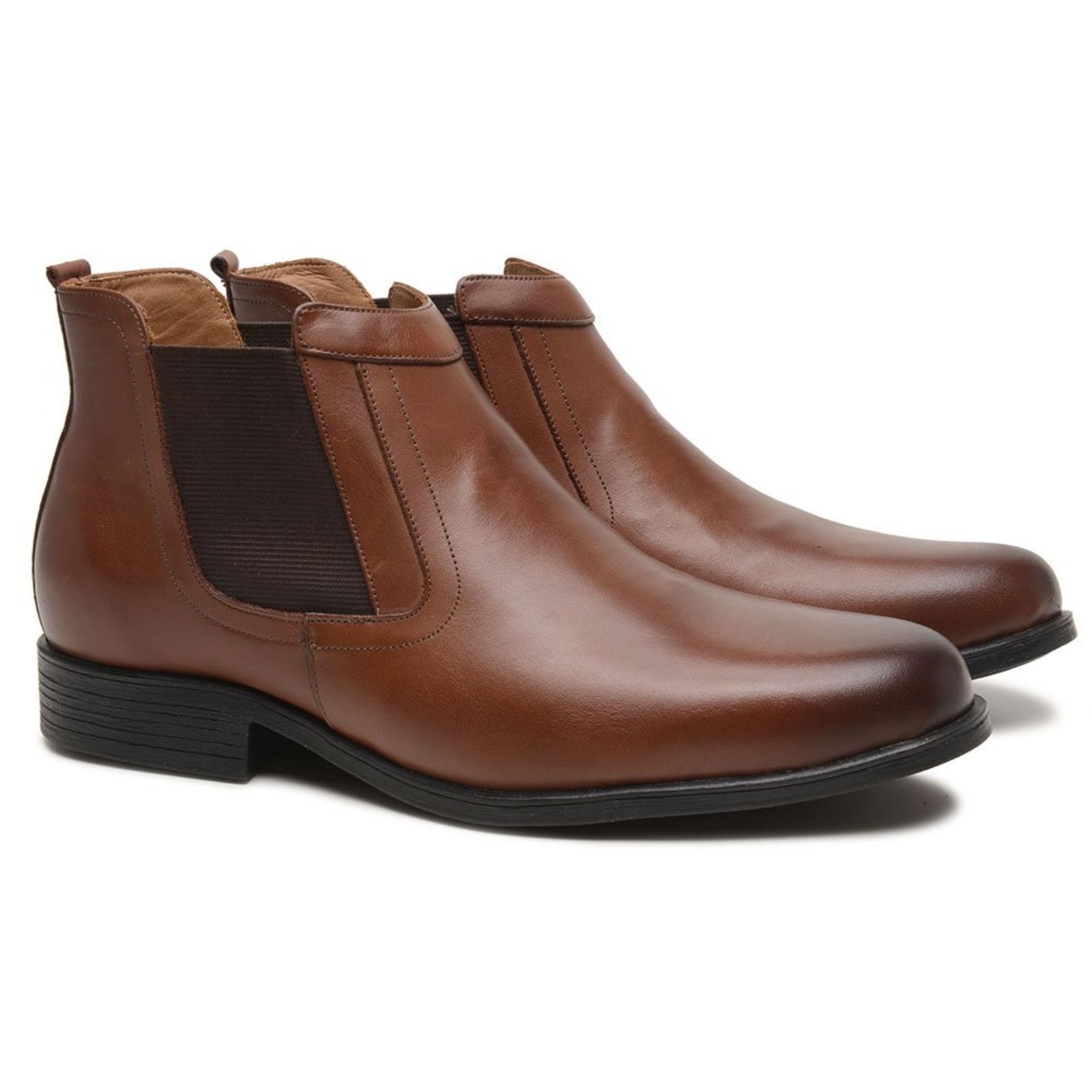 Bota Masculina Social Anna Andrade Botina Chelsea Em Couro Confortável Elástico Marrom