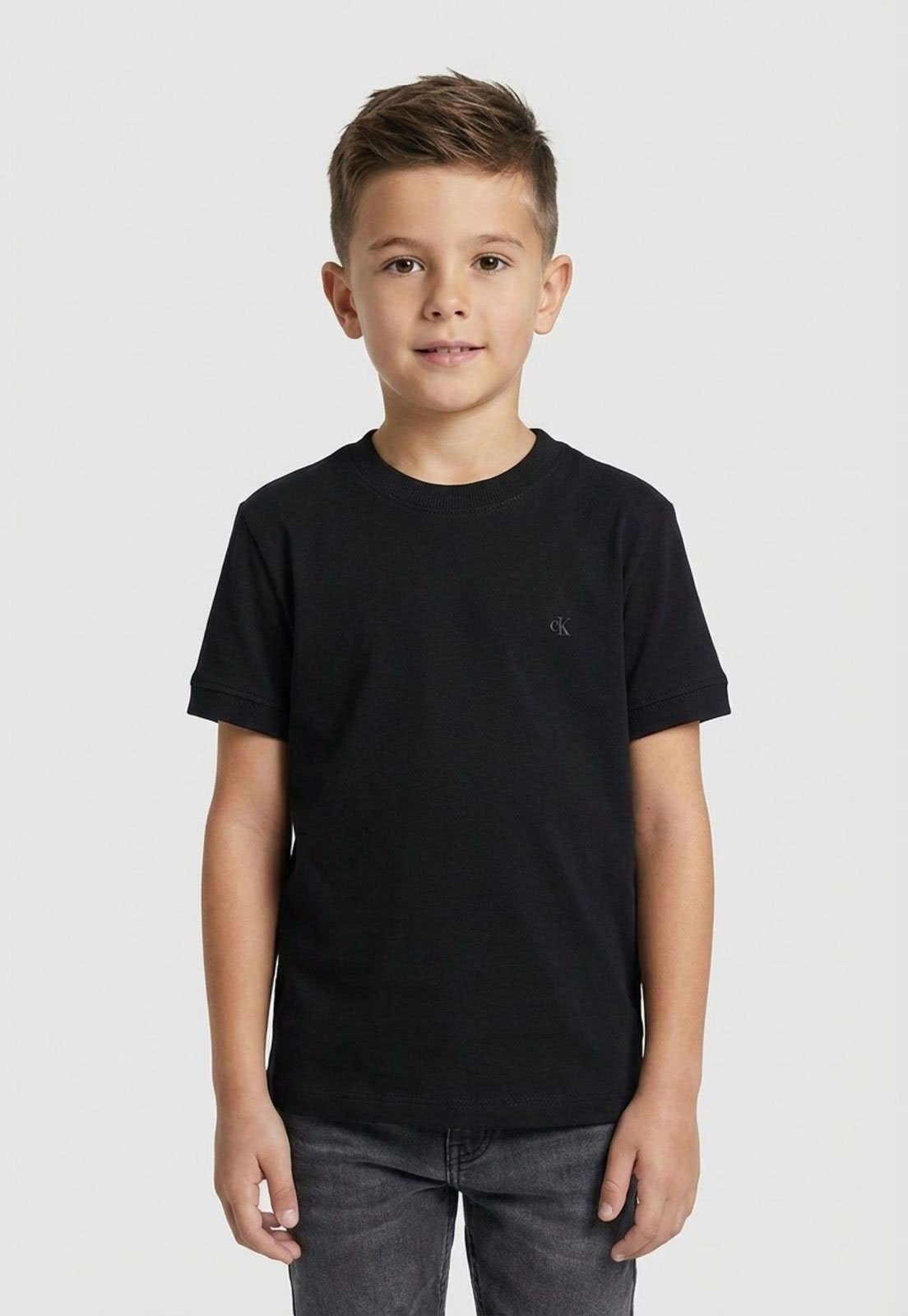 Vista 2 Infantil - Camiseta Calvin Klein Logo Bordado Preta Calvin Klein Kids preto Calvin Klein Kids preto