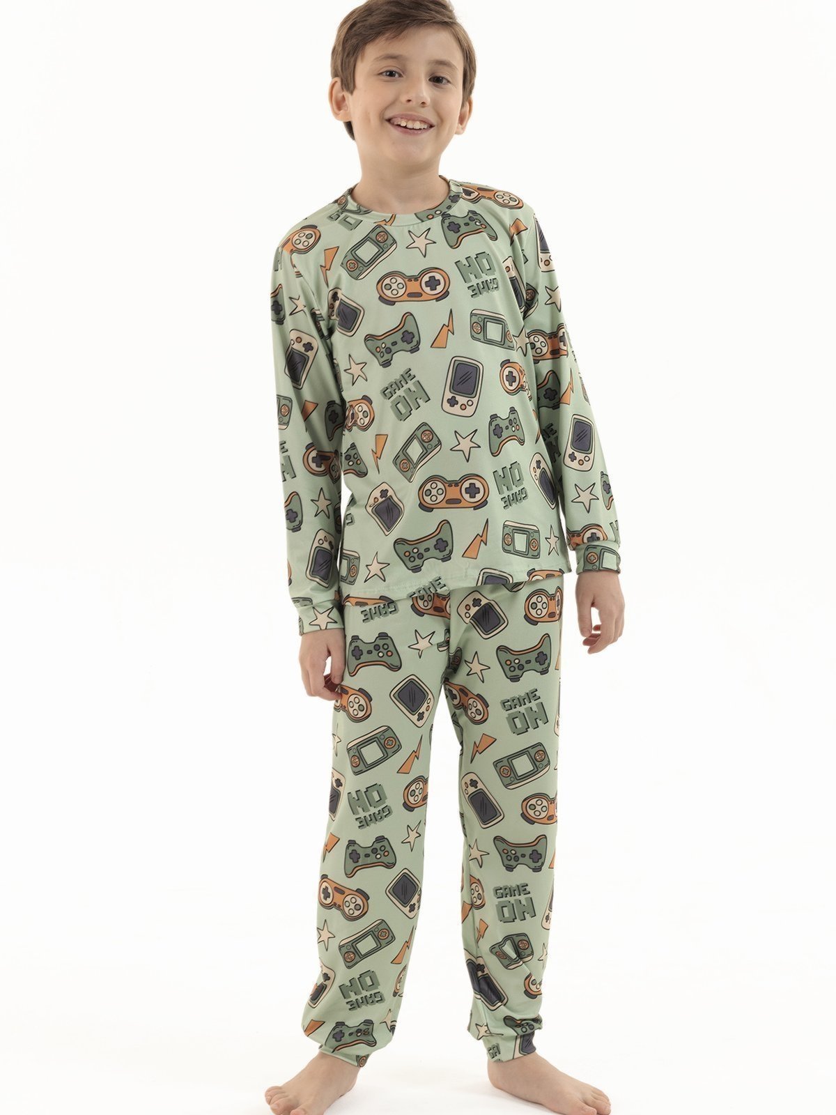 Pijama Longo de Inverno Menino em Suede Modo de Descanso 4 a 16 anos