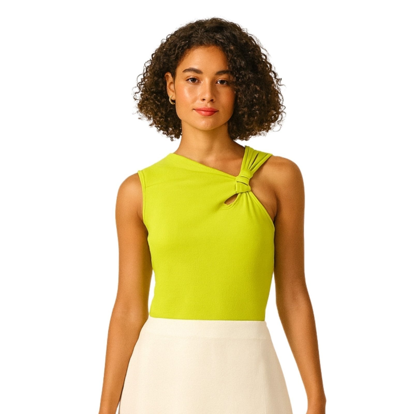 Blusa Regata Canelada Com Torção E Recorte Lez A Lez