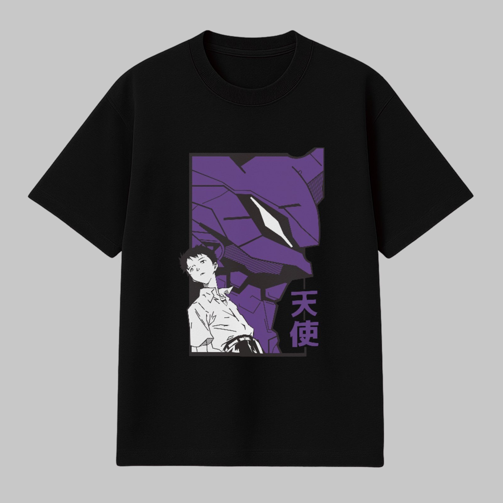 Camiseta Ousy Básica Arte Minimal Mecha Evangelion Unit 01 Otaku Unissex Preto