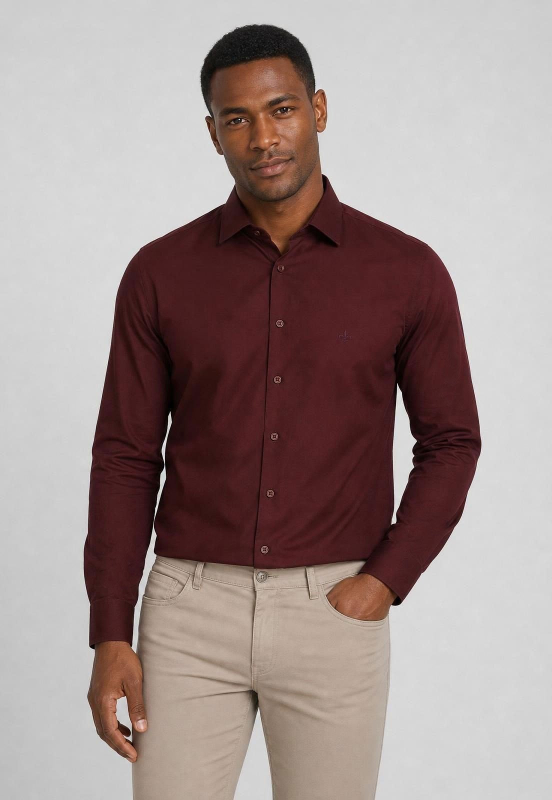 Camisa Masculina Dudalina Clássica Vinho