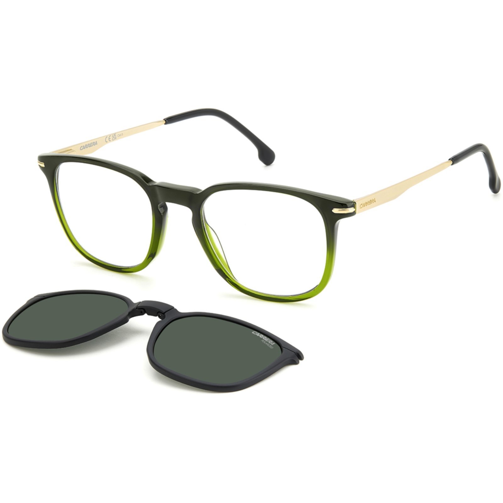 Vista 2 Óculos de Sol Carrera Clip On 332 CS 4C3 50UC verde Carrera verde