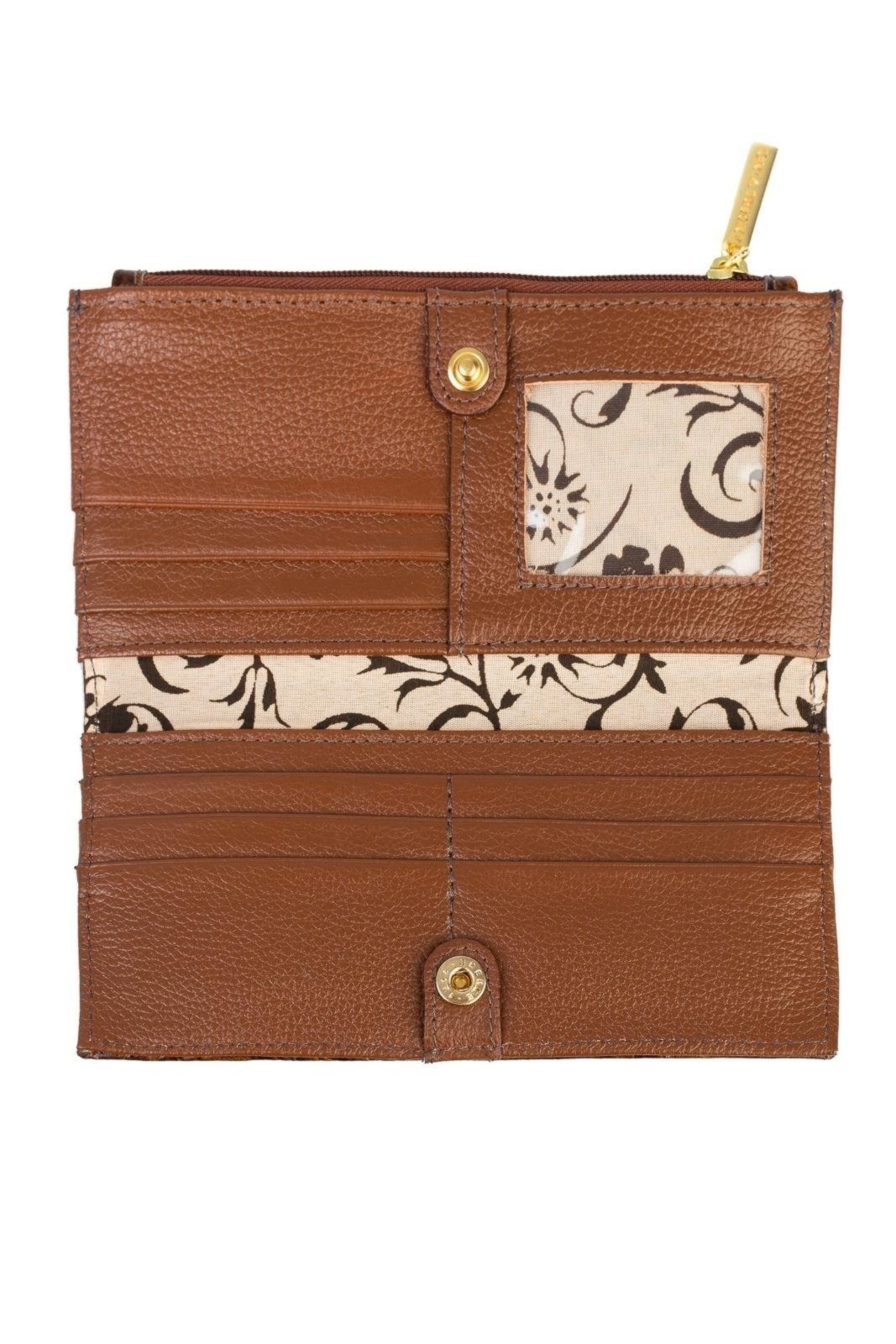 Vista 3 Carteira Andrea Vinci Feminina De Couro Croco Cléo 9,5x19cm - Whisky preto Andrea Vinci preto