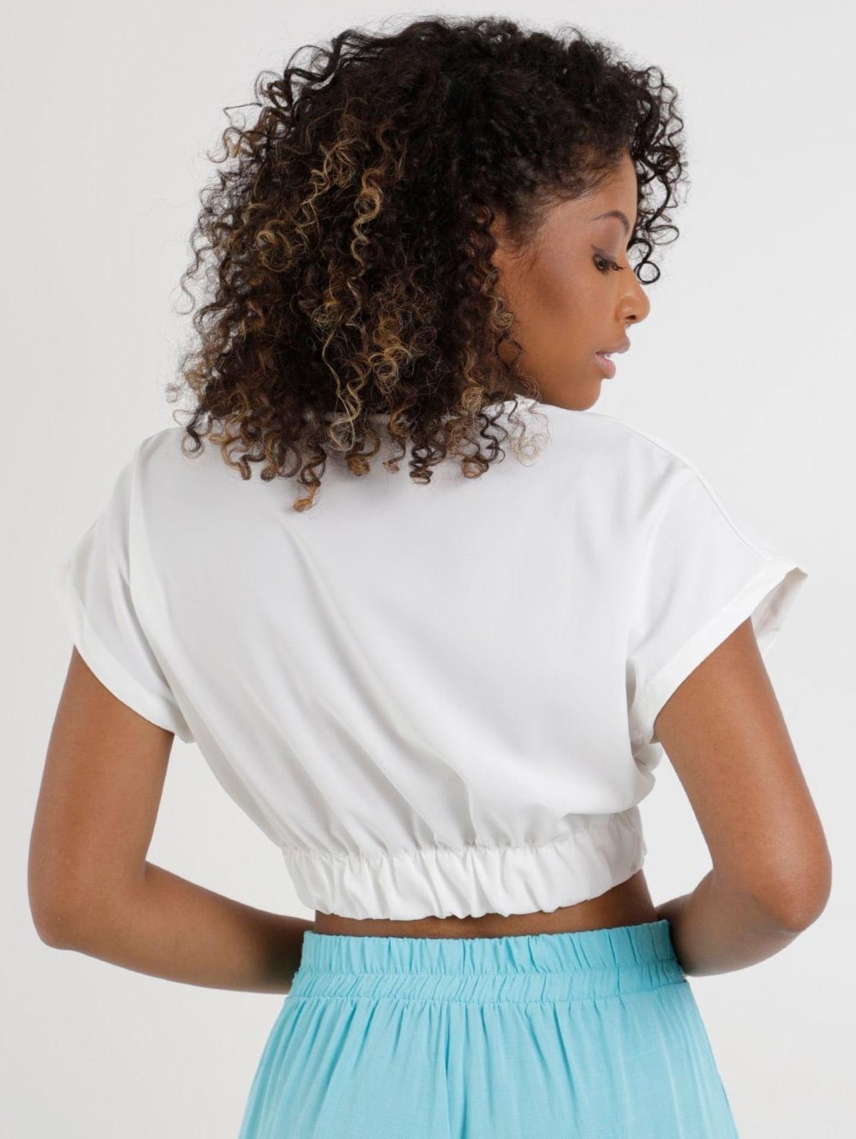 Vista 3 Blusa Cropped Autentique Feminina Off white off-white white Autentique off-white white