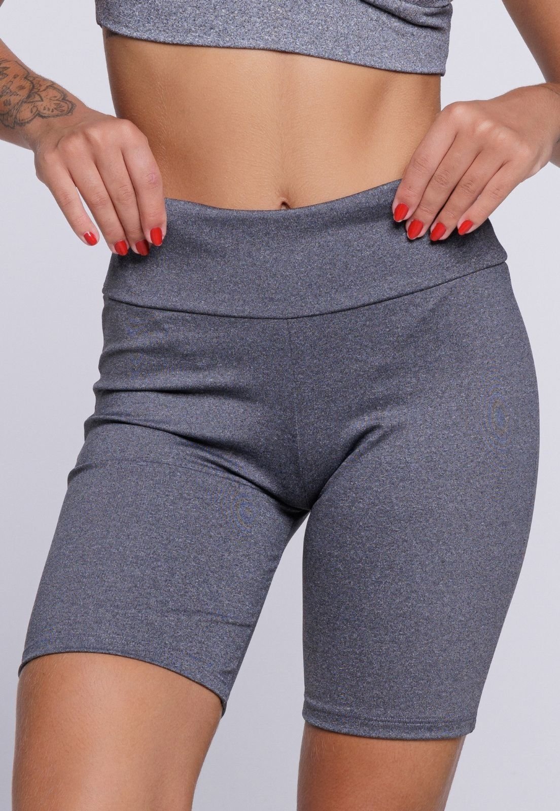 Vista 2 Bermudinha Feminina WLS Modas Legging Fitness cinza WLS Modas cinza