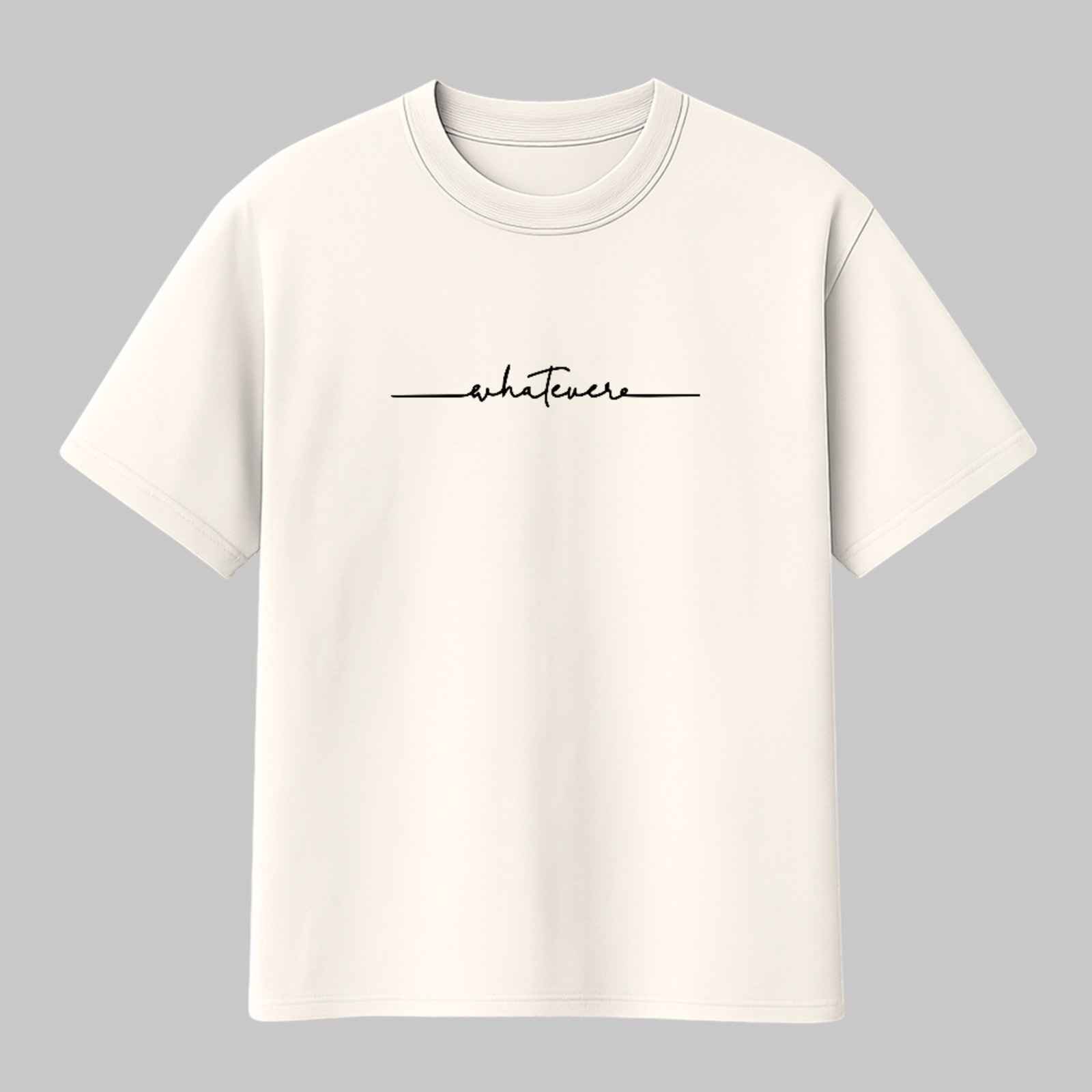 Camiseta Básica Whatever Lettering Moderno Unissex Off White