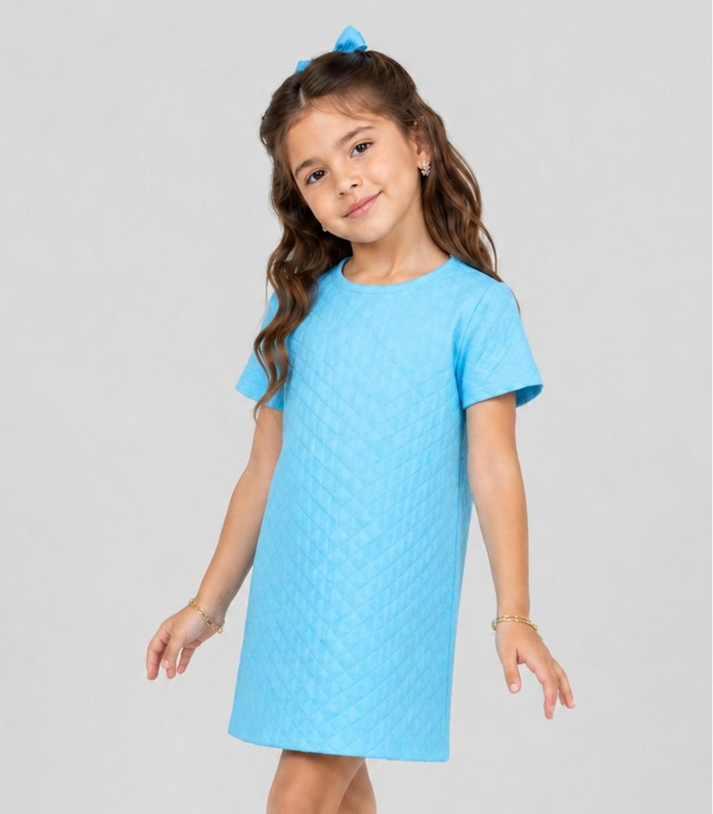 Infantil - Vestido Feminino Malha Matelasse Select Azul