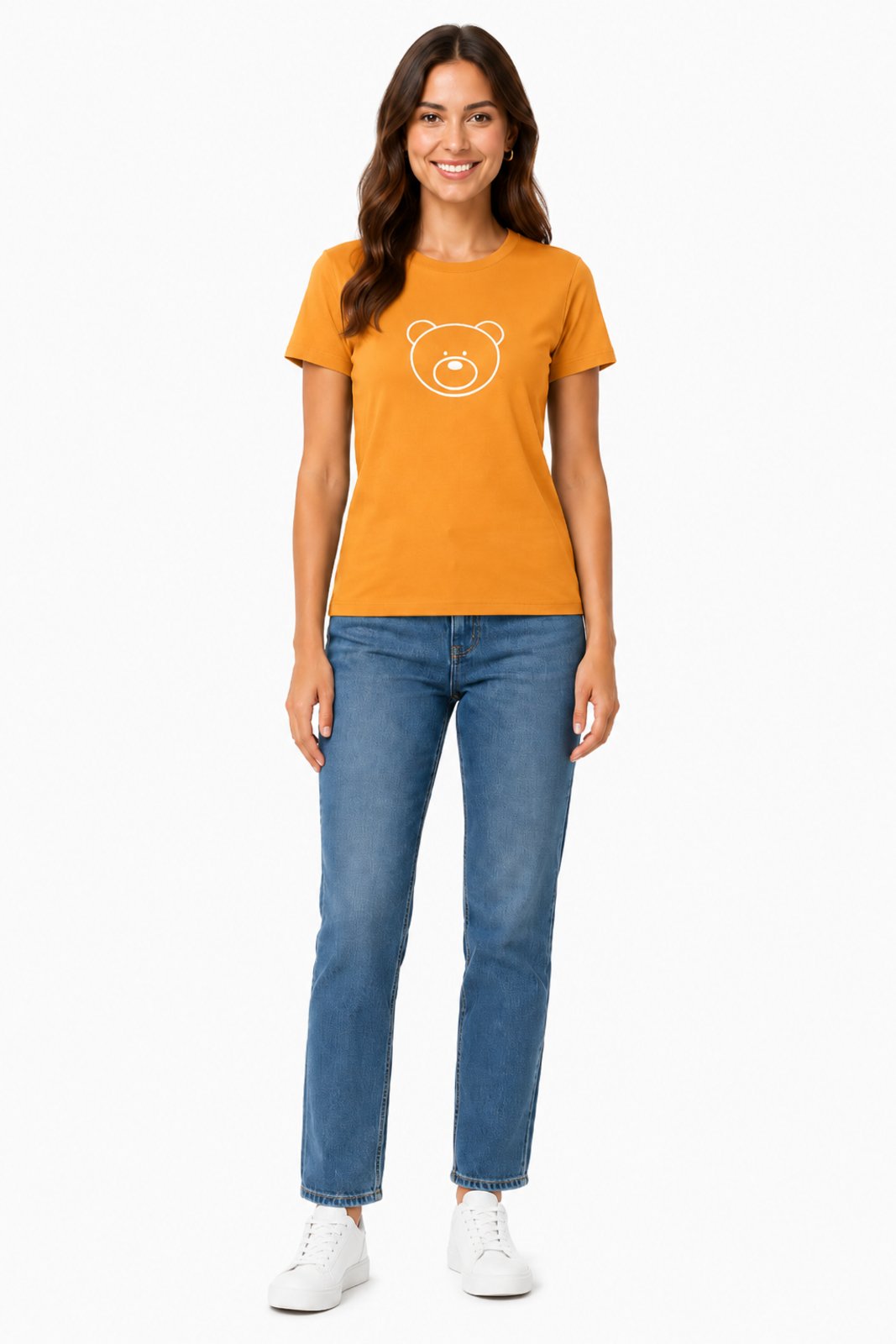 T-shirt Feminina D Bell Outlet Urso Laranja