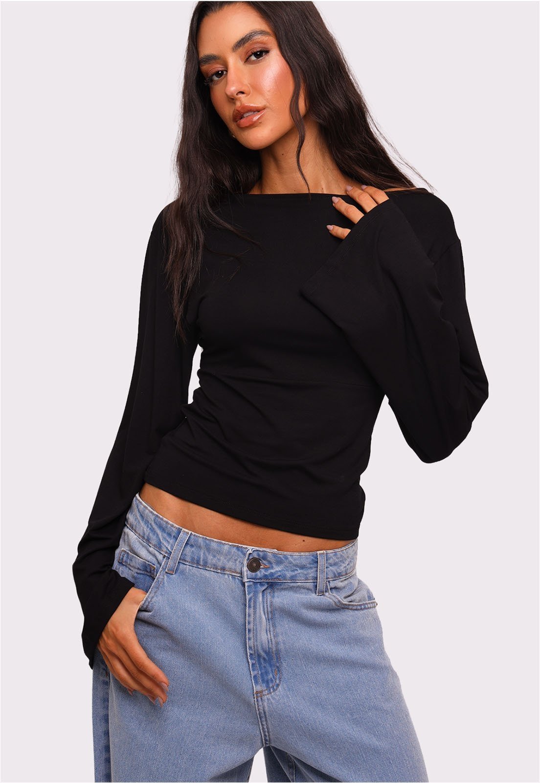blusa mangas amplas ophelia Preto