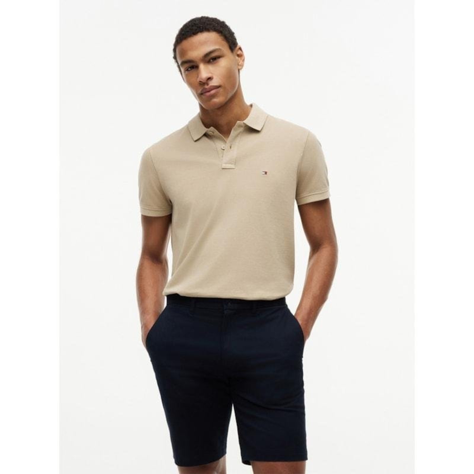 Polo Tingida Bandeira Bordada Regular Fit Bege