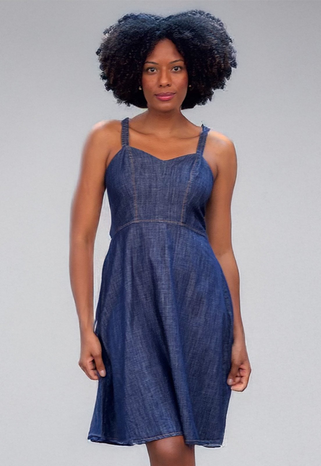 Vista 3 Vestido Cabanafree curto jeans Cabanafree azul
