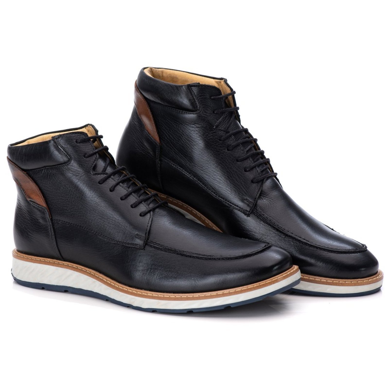 Bota Coturno Casual Masculino Moc boots Elite Couro Premium Mr Light Preto