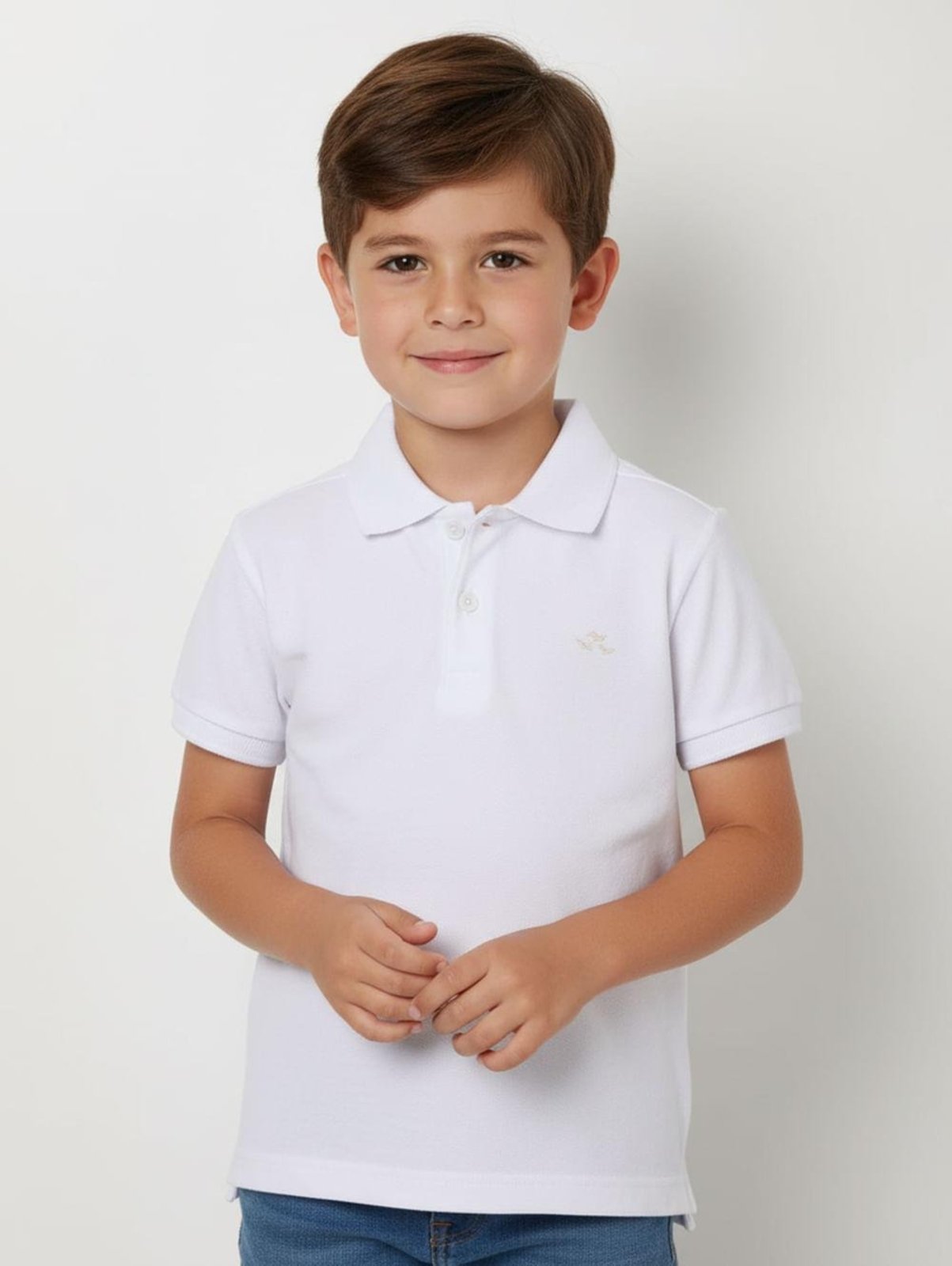 Infantil - Polo Piquet Manga Curta Para Menino- BRANCO