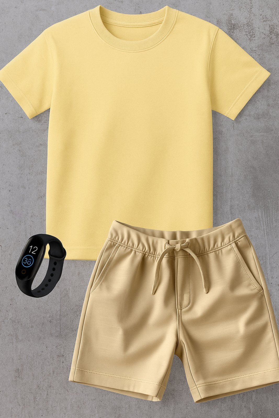 Infantil - Kit Camiseta menino Urbania Algodão Bege e Short Bermuda menina Bege Conjunto black promoção oferta + brinde relogio