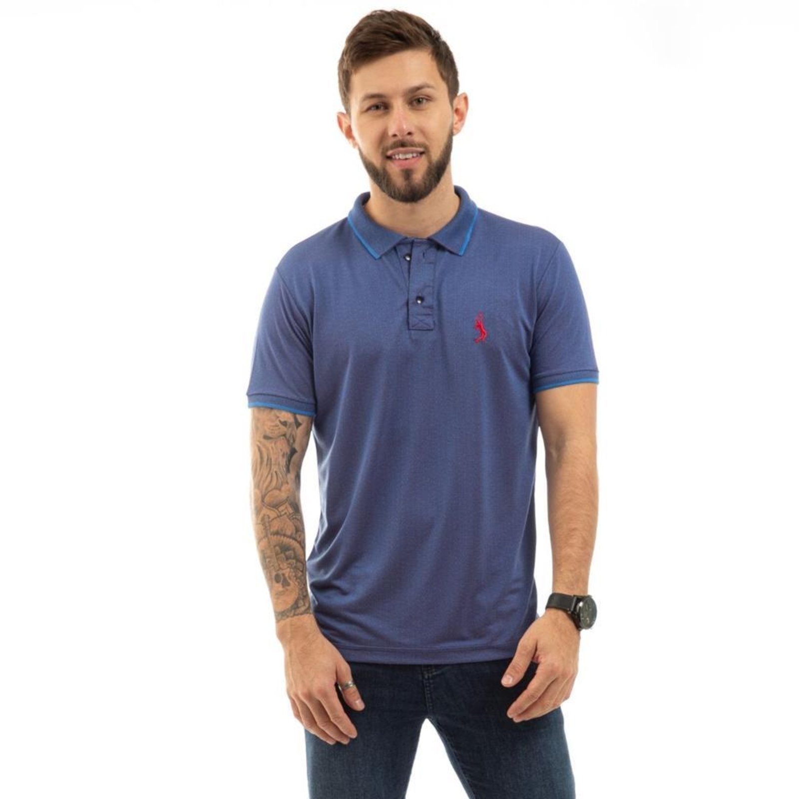 Camiseta Masculina Polo Plus Size John Pull Manga Curta Moda