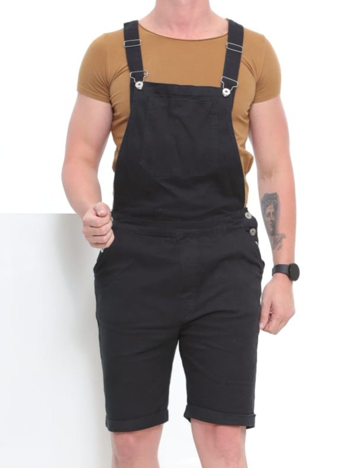 Macacão Masculino Preto Alleppo Jeans Curto Madagascar