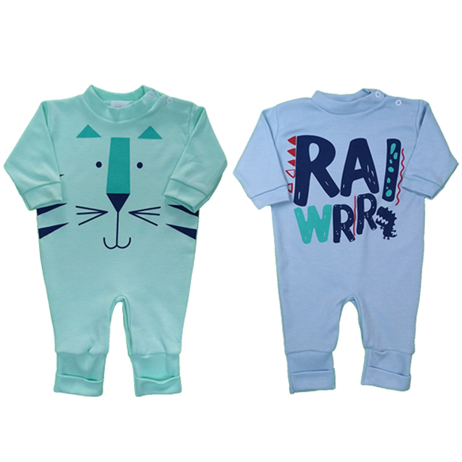 Infantil - Kit 2 Macacão Suedine Taylor Estampado Menino e Menina Azul