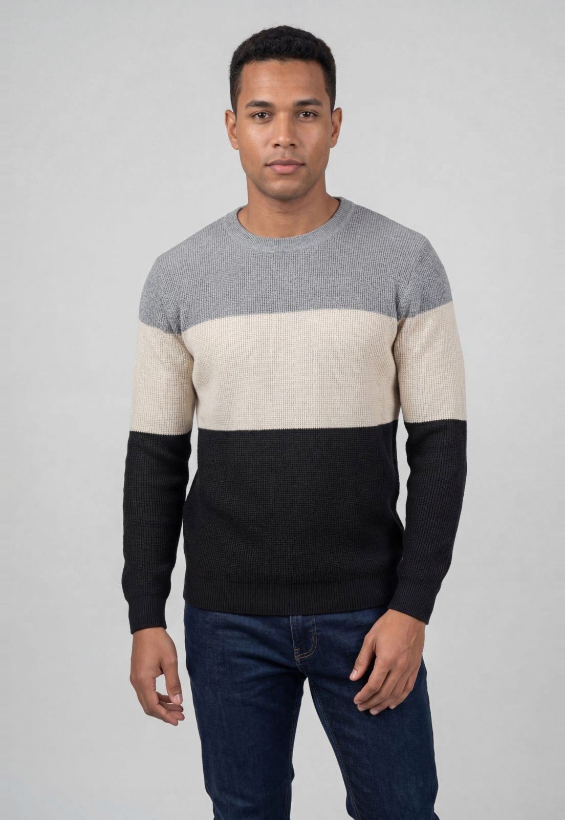 Suéter Masculino Broken Rules Listrado Cinza