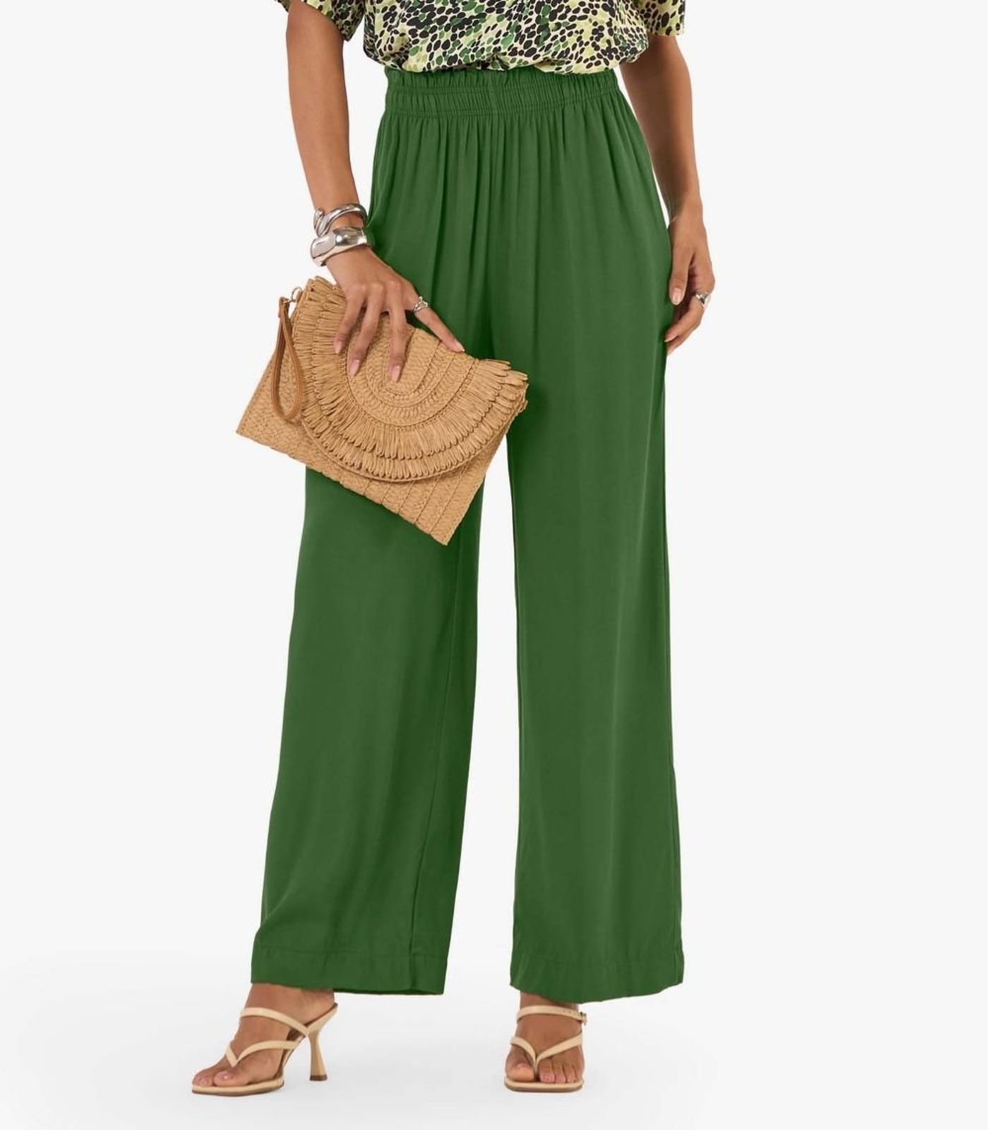 Calça Feminina Pantalona Tecido Viscose Rovitex Verde