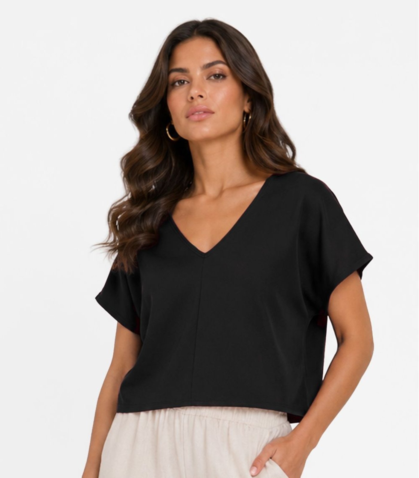 Blusa Feminina Com Devote Em V Infinita Cor Preto
