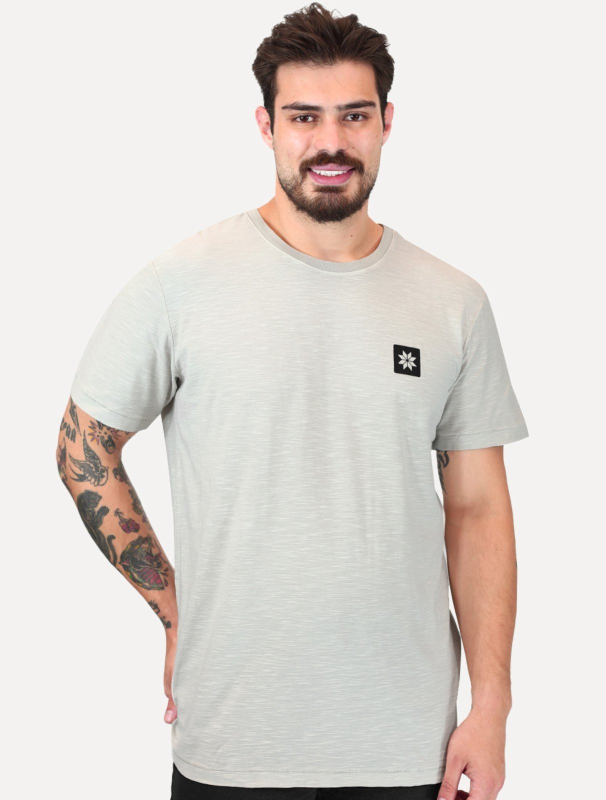 Camiseta Osklen Masculina Slim Rough Snow Clinic Areia