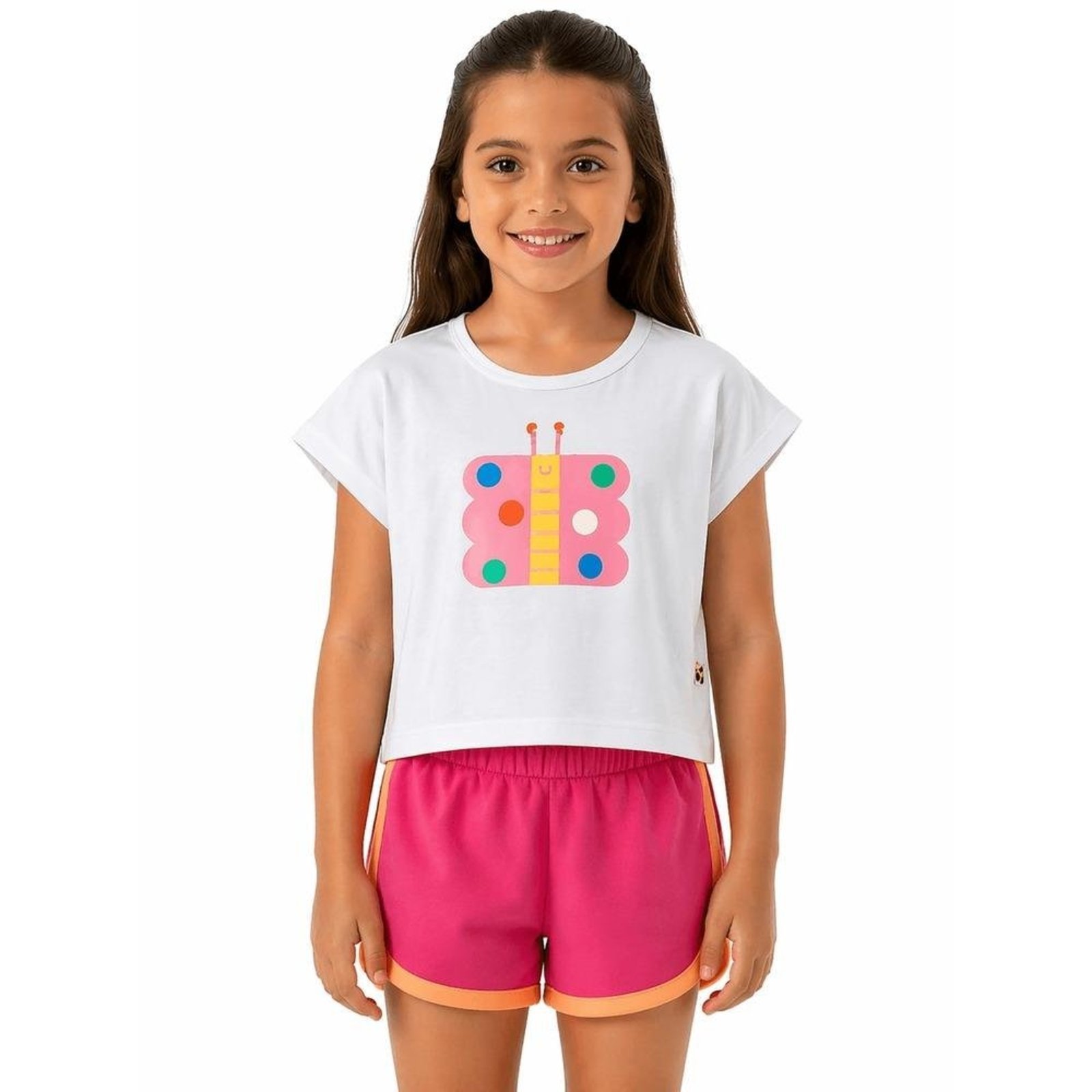 Infantil - Conjunto Menina Borboleta Alphabeto Branco e Rosa