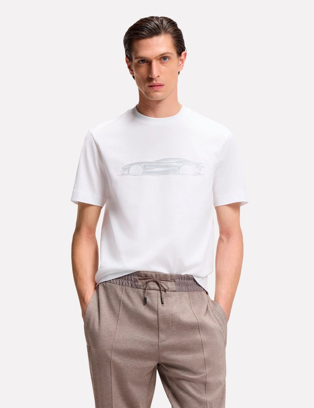Camiseta Hugo Boss x Aston Martin Masculina Regular Fit C-Taut 242_AM Branca