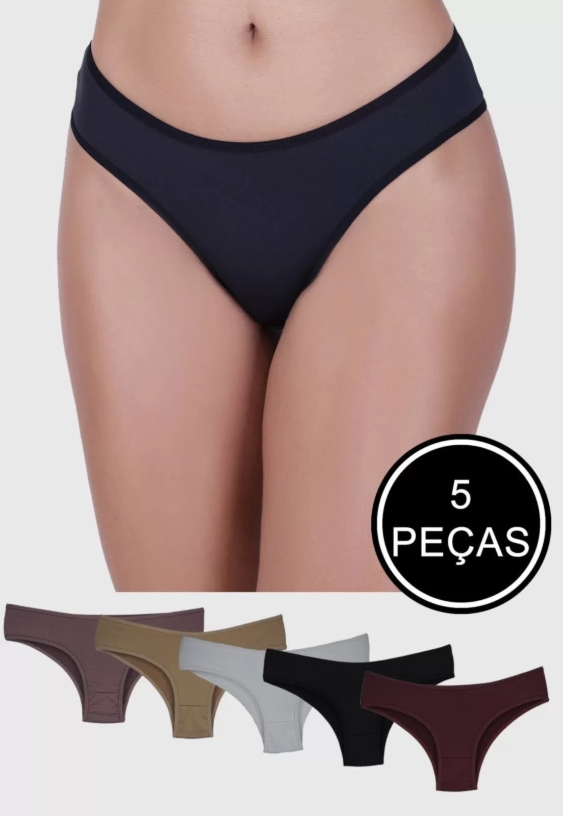 Kit Calcinha Tanga 5 Peças St Madame Multicolorido