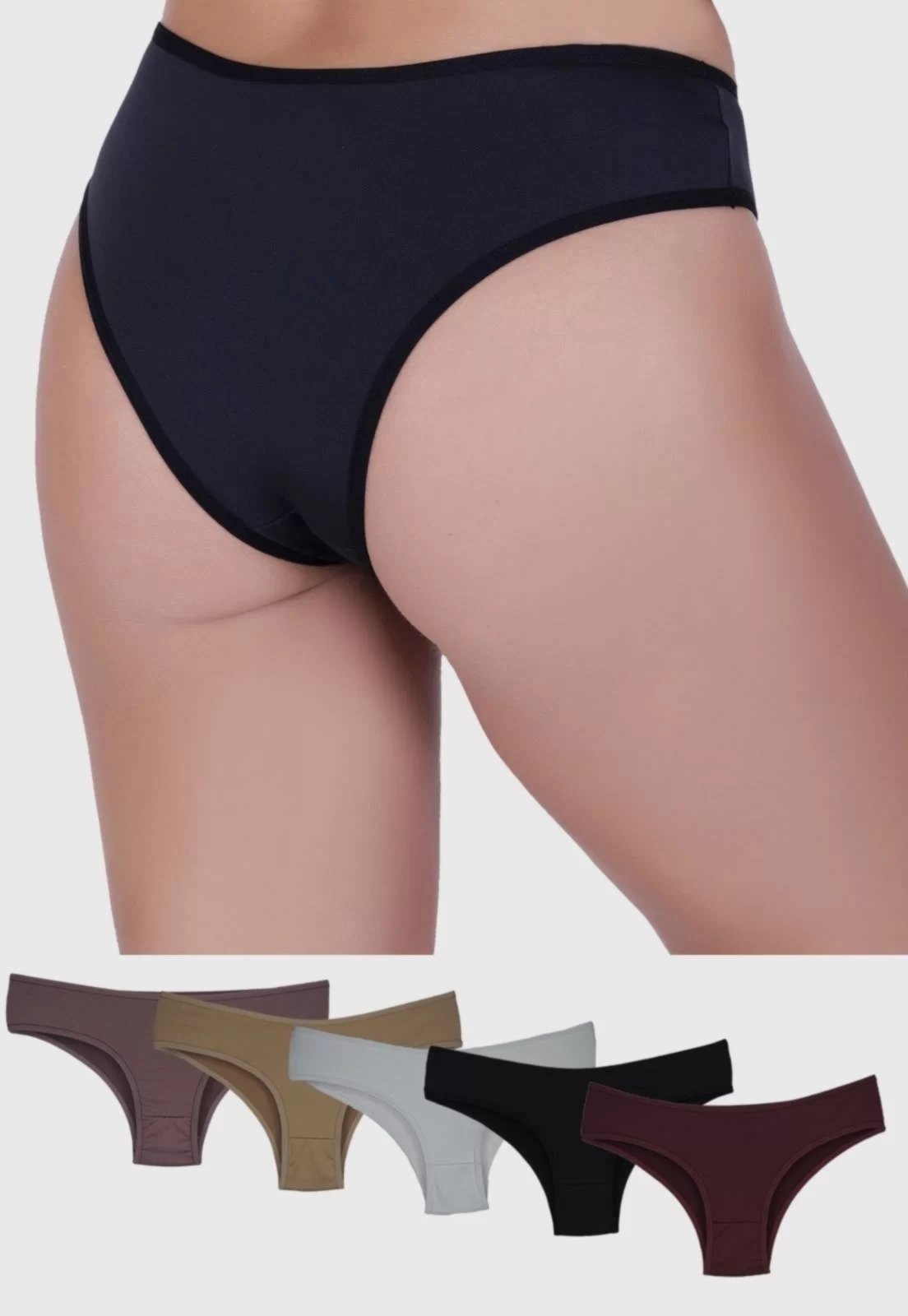 Vista 3 Kit Calcinha Tanga 5 Peças St Madame Multicolorido preto St Madame preto