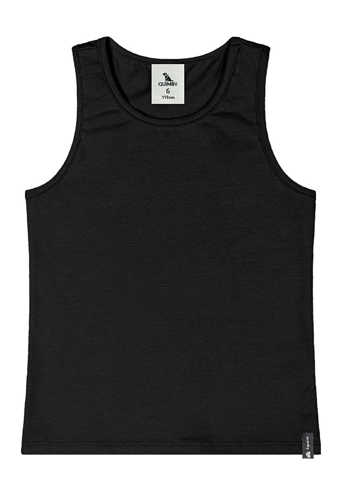 Infantil - Regata Básica em Cotton Menina Quimby Preto