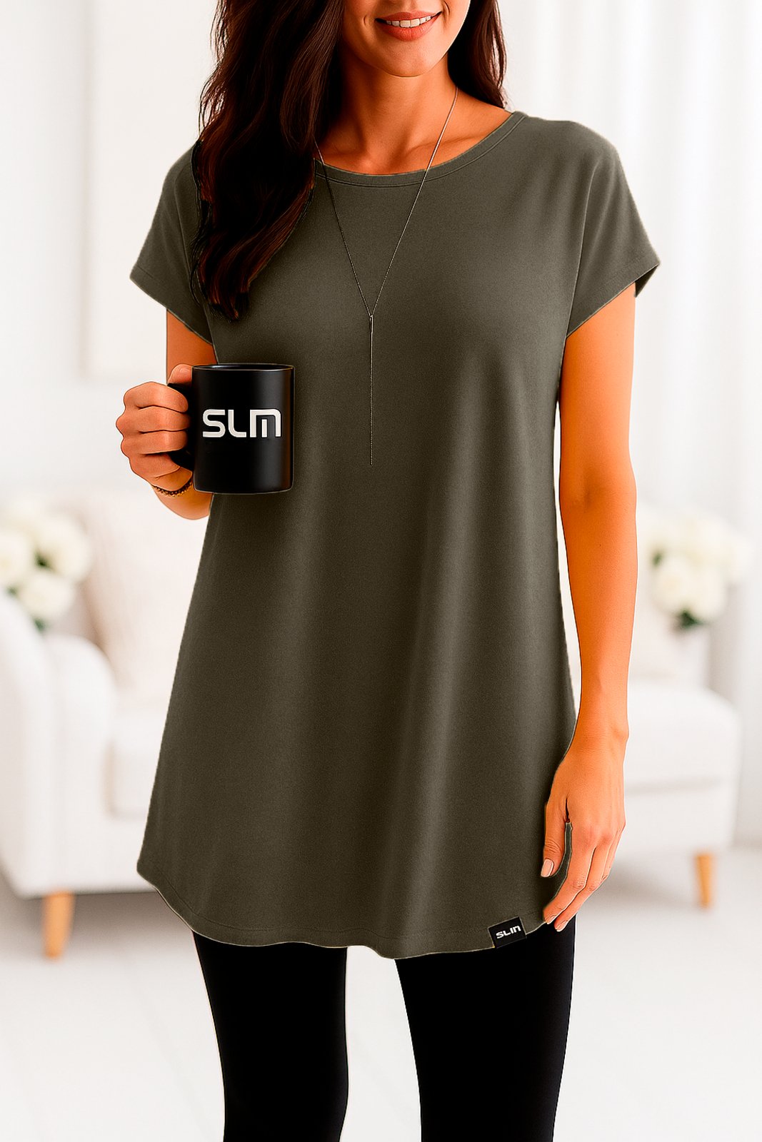 Vestido Camisetão Slim Fitness Feminino Casual Verão – Bege