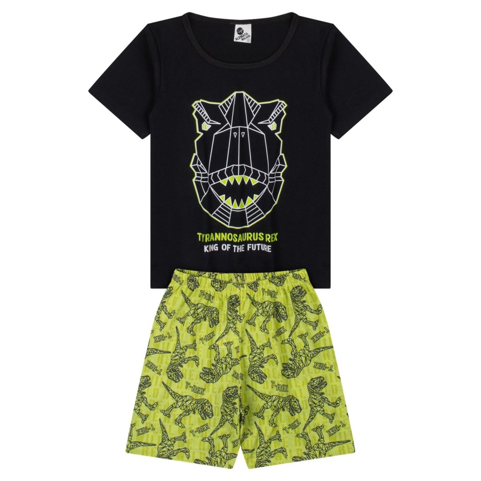 Pijama Menino Curto Tyrannosaurus Preto