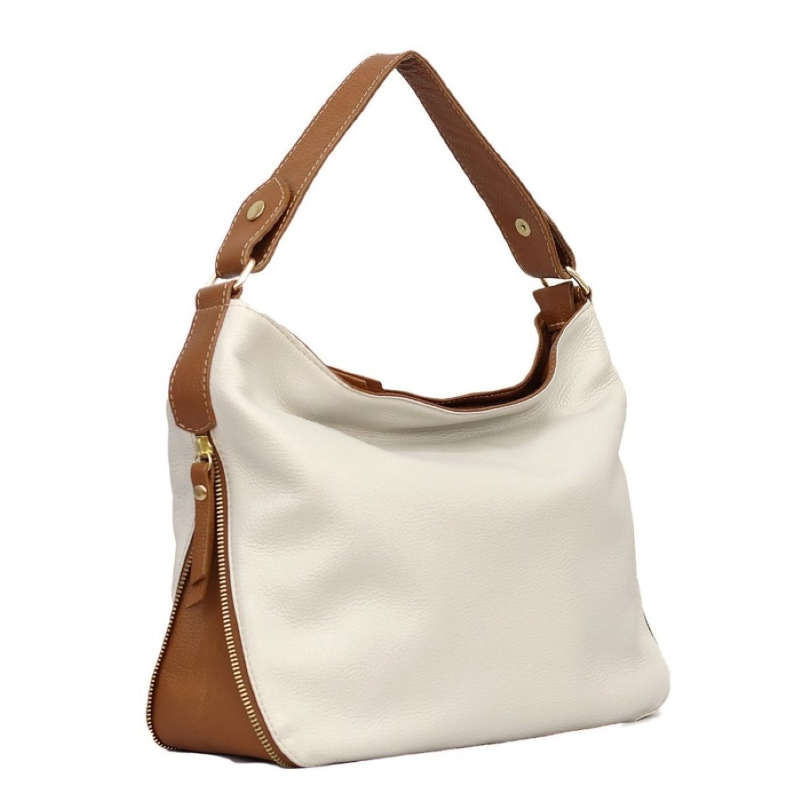 Bolsa SN Couros Flórida Marfim/Caramelo